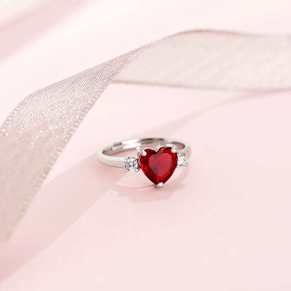 Heart Glam Rhodium Plated 925 Sterling Silver Ring