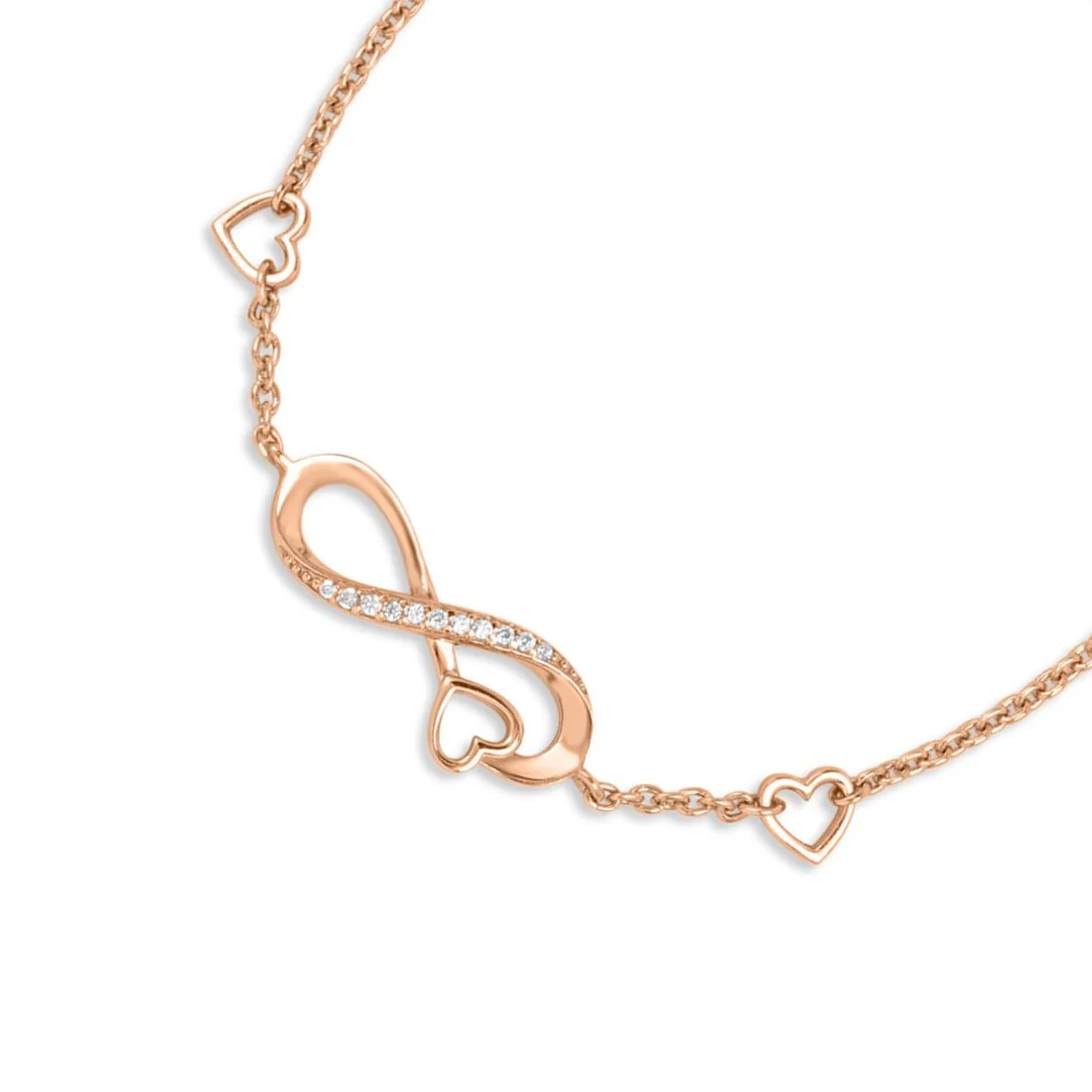 Heart & Infinity Rose Gold Plated 925 Sterling Silver Bracelet - Image 4