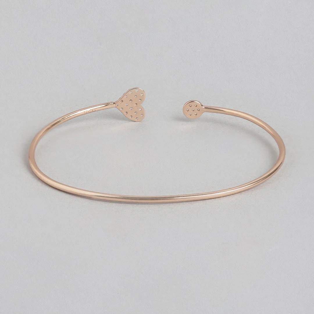 Heart of Gold CZ 925 Sterling Silver Slider Bracelet - Image 4