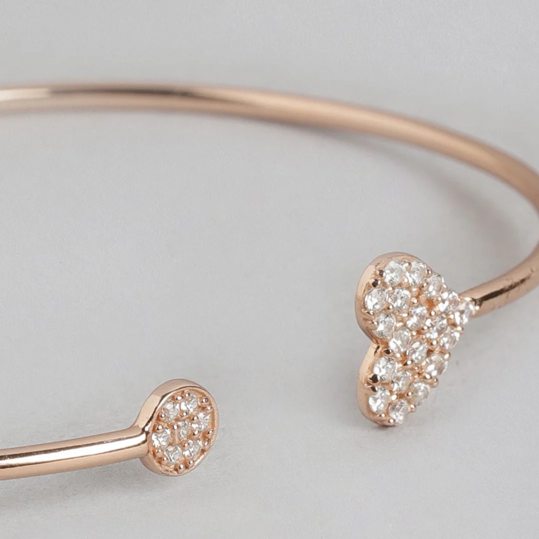 Heart of Gold CZ 925 Sterling Silver Slider Bracelet - Image 5