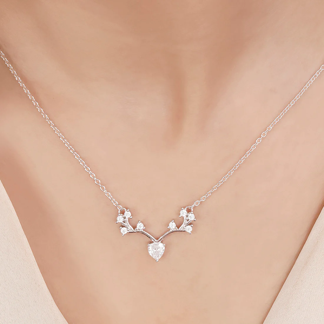 Heart Rhodium Plated 925 Sterling Silver Necklace - Image 2