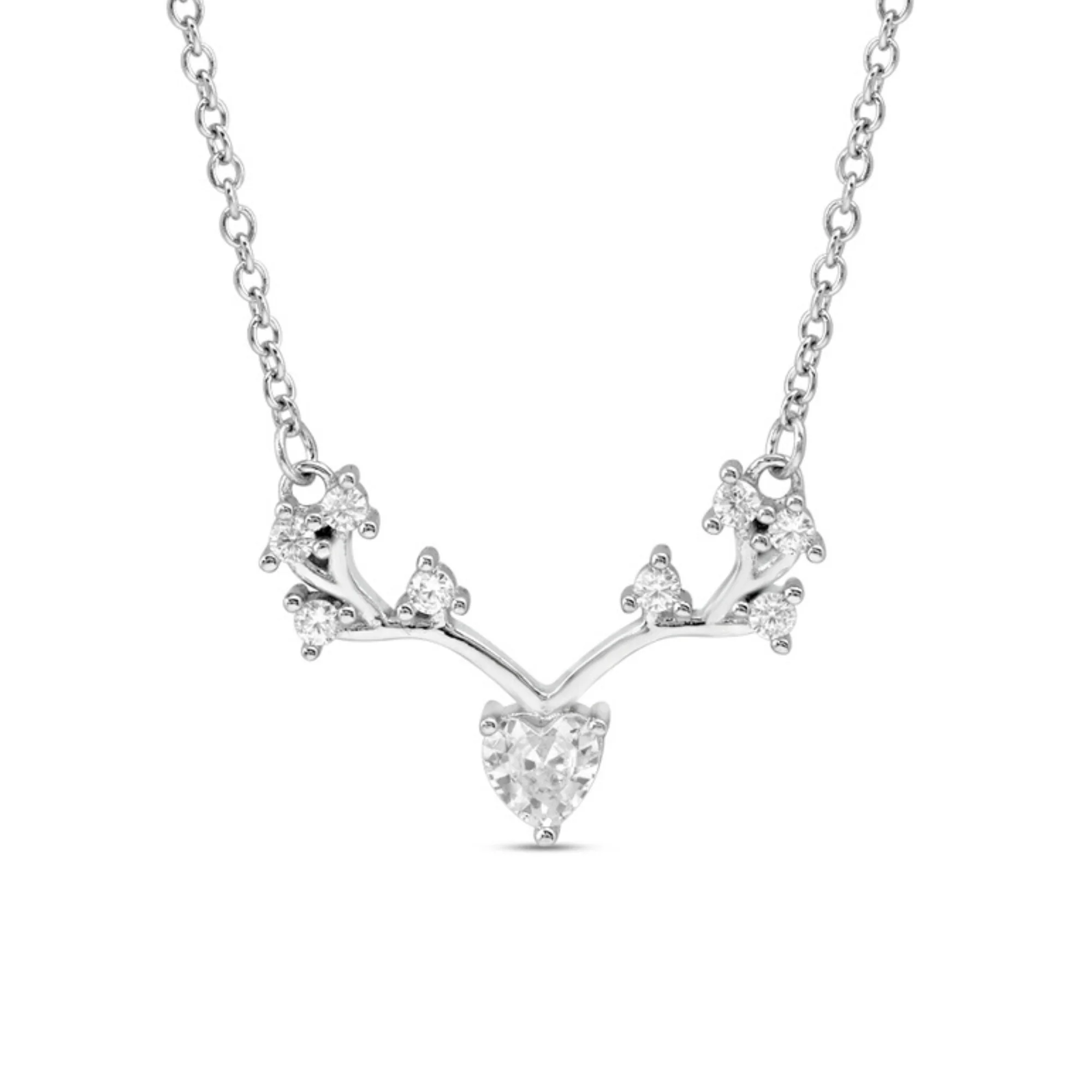 Heart Rhodium Plated 925 Sterling Silver Necklace - Image 3