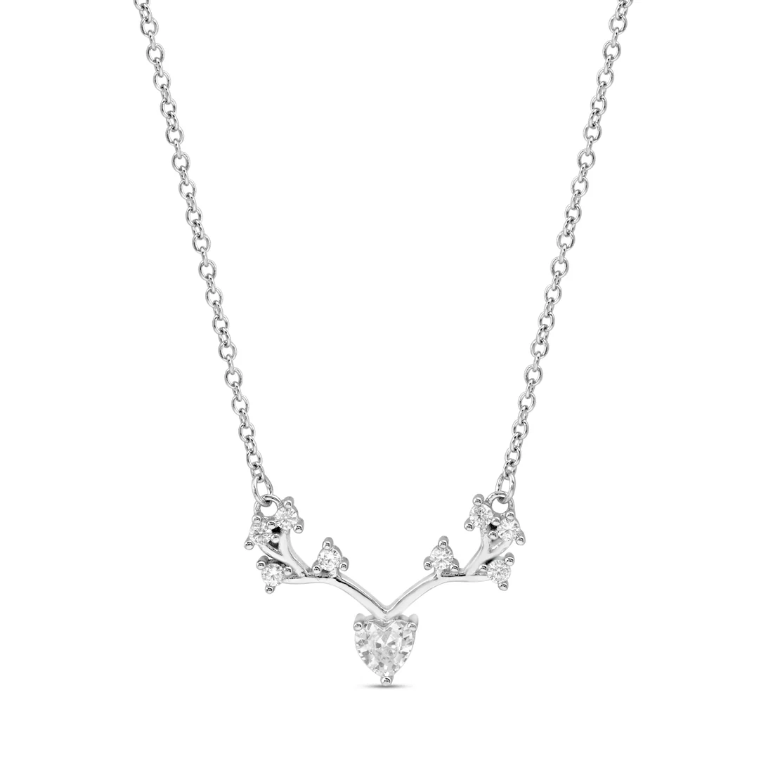 Heart Rhodium Plated 925 Sterling Silver Necklace - Image 5