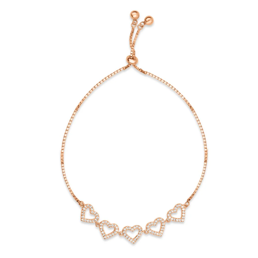 Heart Rose Gold Plated 925 Sterling Silver Bracelet - Image 3