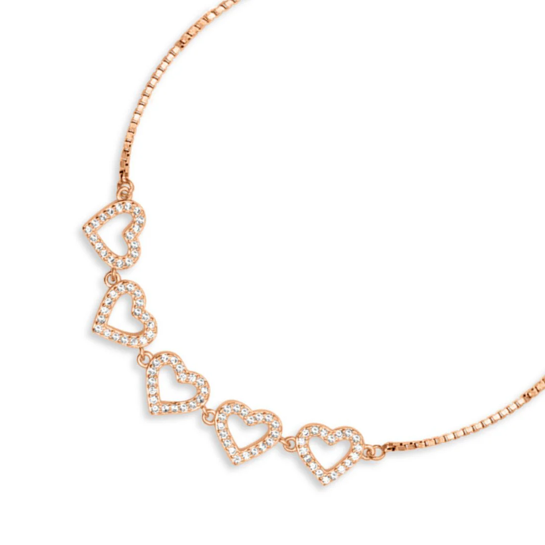 Heart Rose Gold Plated 925 Sterling Silver Bracelet - Image 4