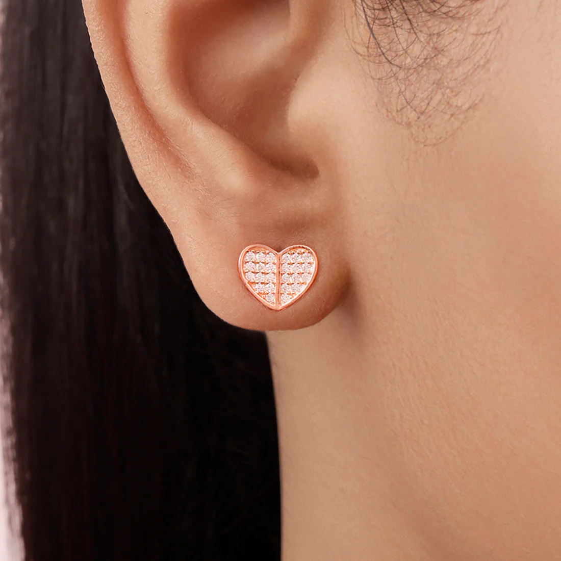Heart Rose Gold Plated 925 Sterling Silver Earrings - Image 2