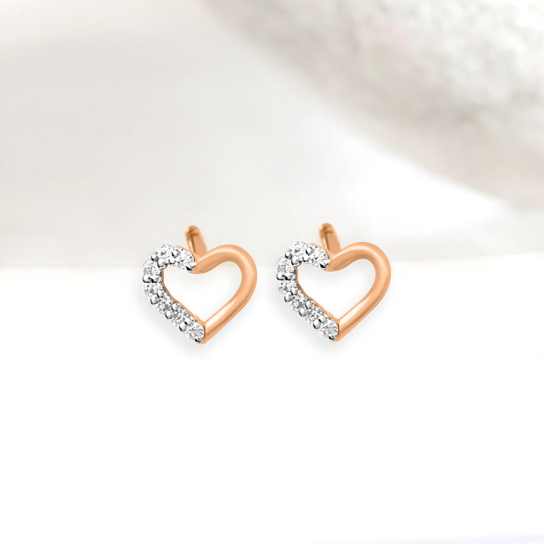 Studded Heart Gold Earrings with Lab-Grown Diamonds - Image 10