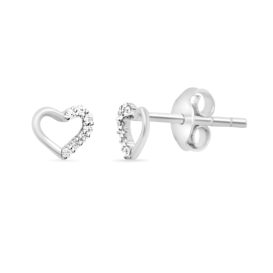 Studded Heart Gold Earrings with Lab-Grown Diamonds - Image 12