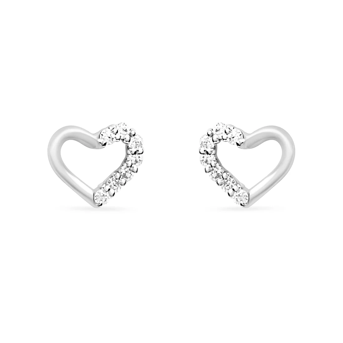 Studded Heart Gold Earrings with Lab-Grown Diamonds - Image 13