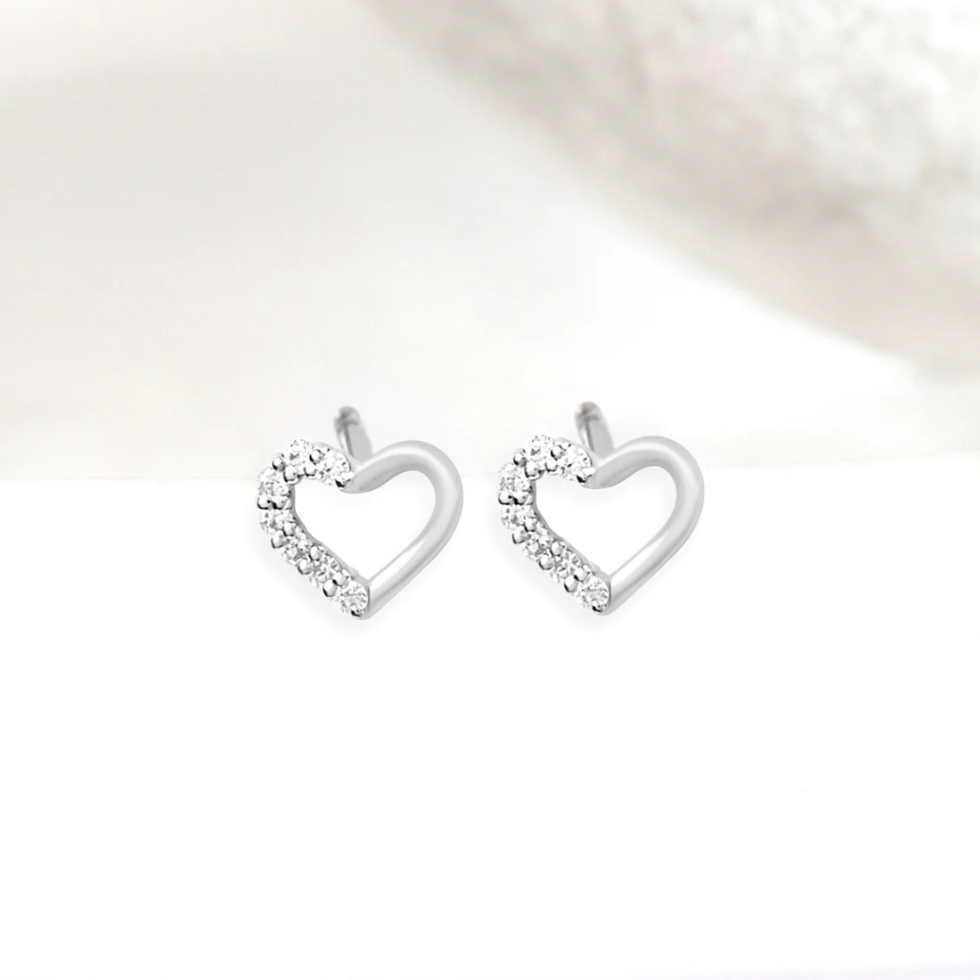 Studded Heart Gold Earrings with Lab-Grown Diamonds - Image 16