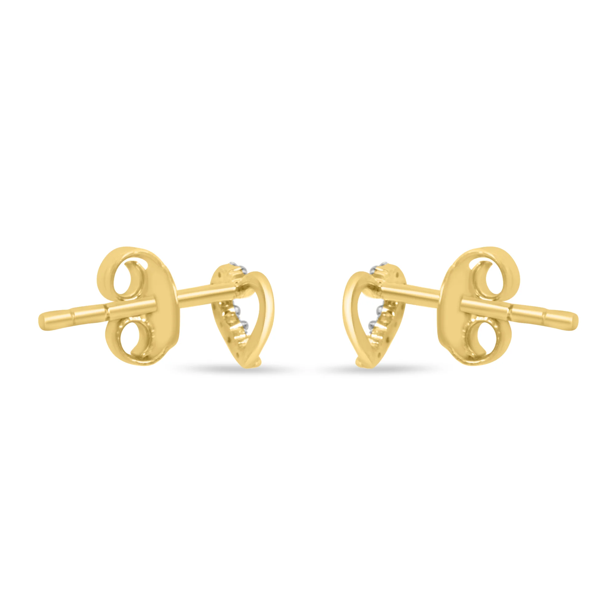 Studded Heart Gold Earrings with Lab-Grown Diamonds - Image 5