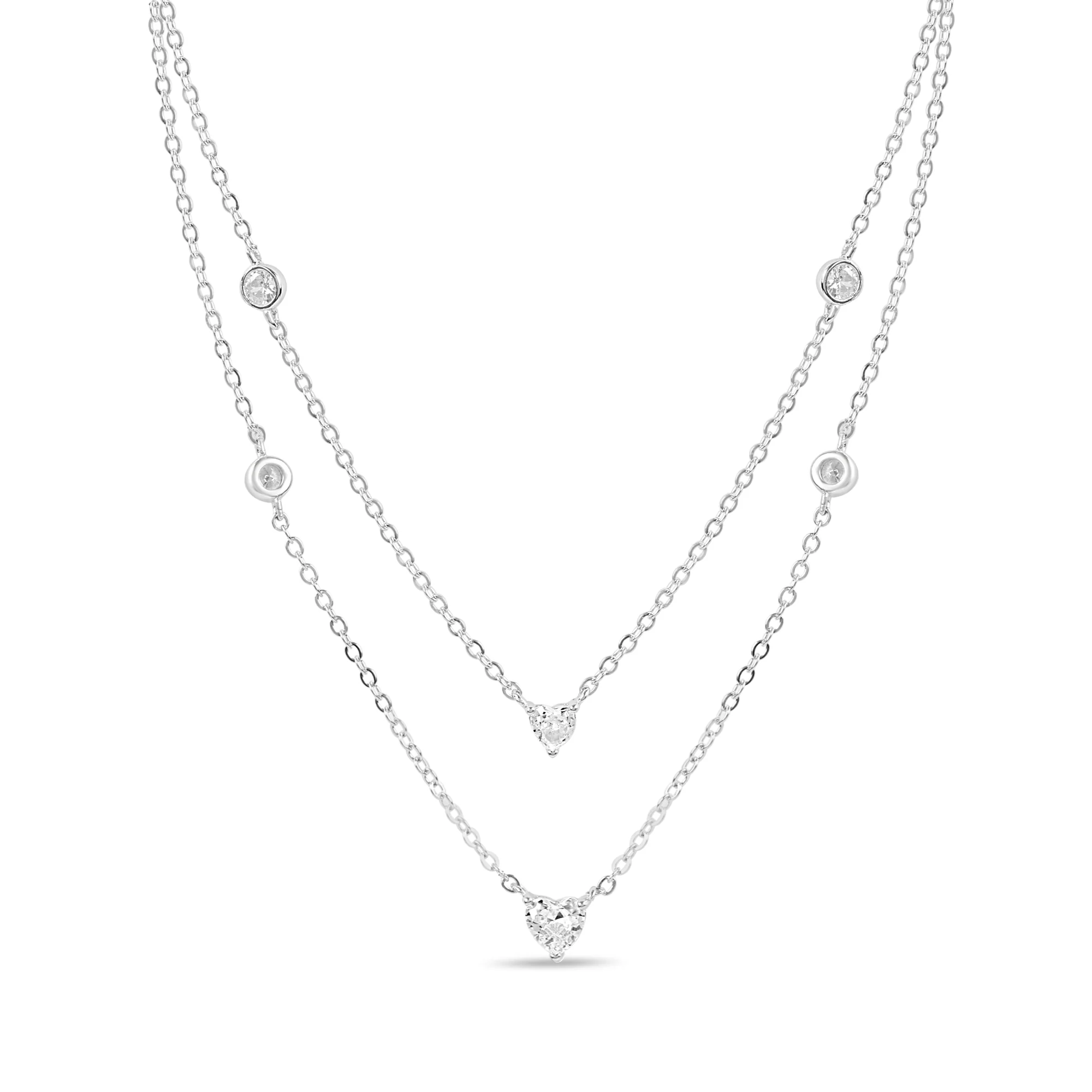 Heart Solitaire Rhodium Plated 925 Sterling Silver Necklace - Image 5