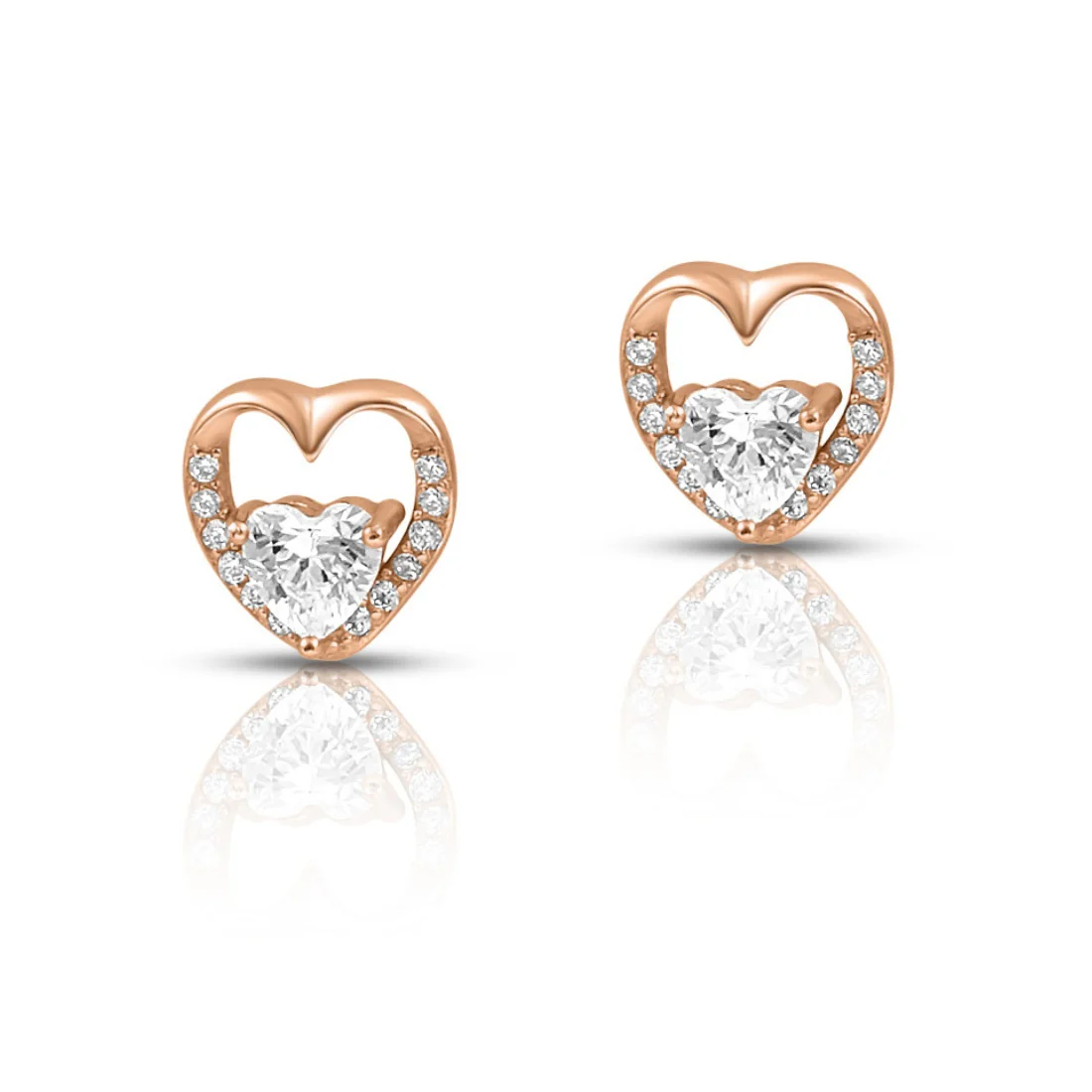 Heart Throb Rose Gold Plated 925 Sterling Silver Earrings - Image 5
