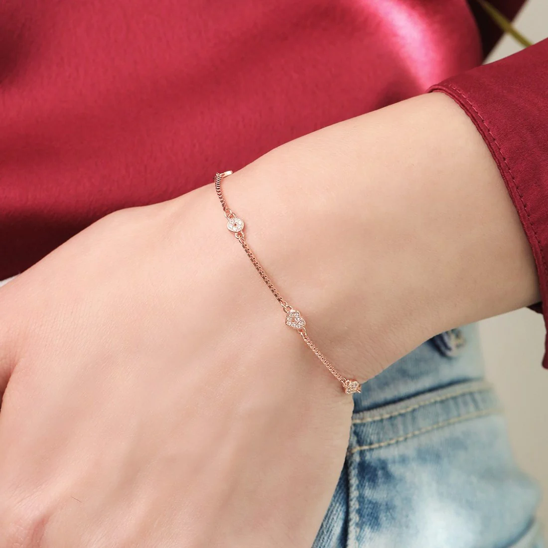 Heartbeat Harmony Rose Gold-Plated 925 Sterling Silver Bracelet - Image 2