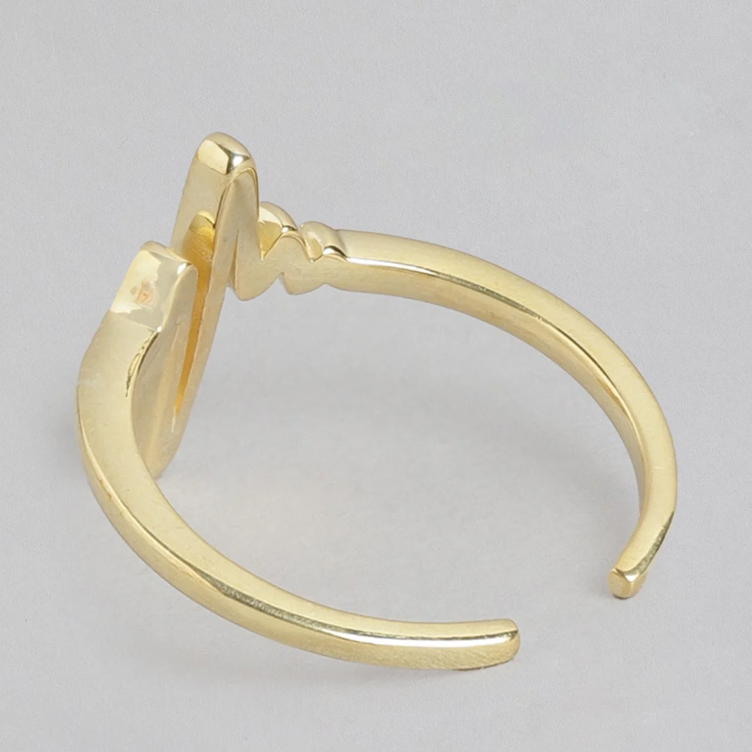 Heartbeat of Love Gold Plated 925 Sterling Silver Ring (Adjustable) - Image 6
