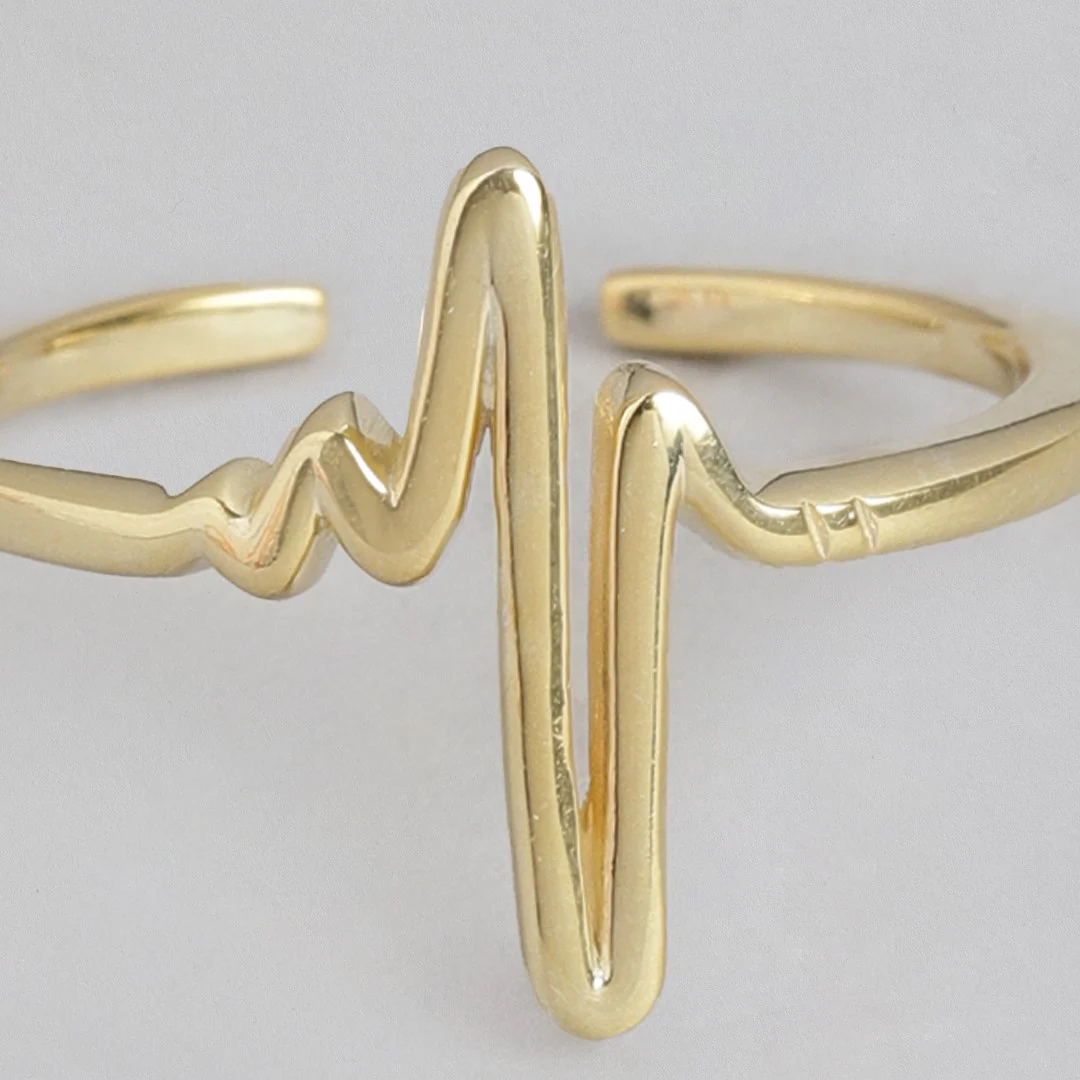 Heartbeat of Love Gold Plated 925 Sterling Silver Ring (Adjustable) - Image 7