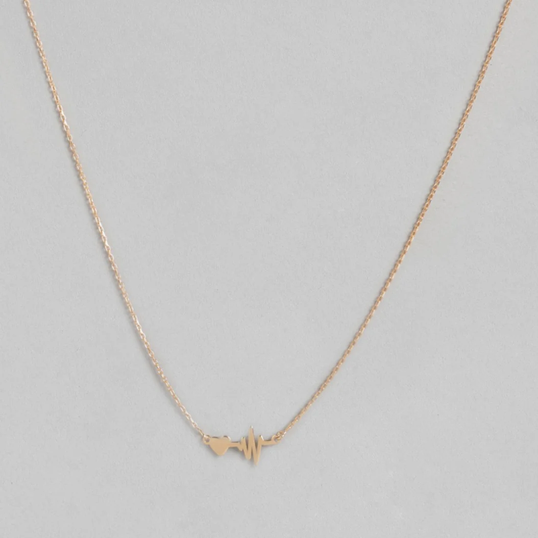 Heartbeat Rose Gold Plated 925 Sterling Silver Necklace - Image 3
