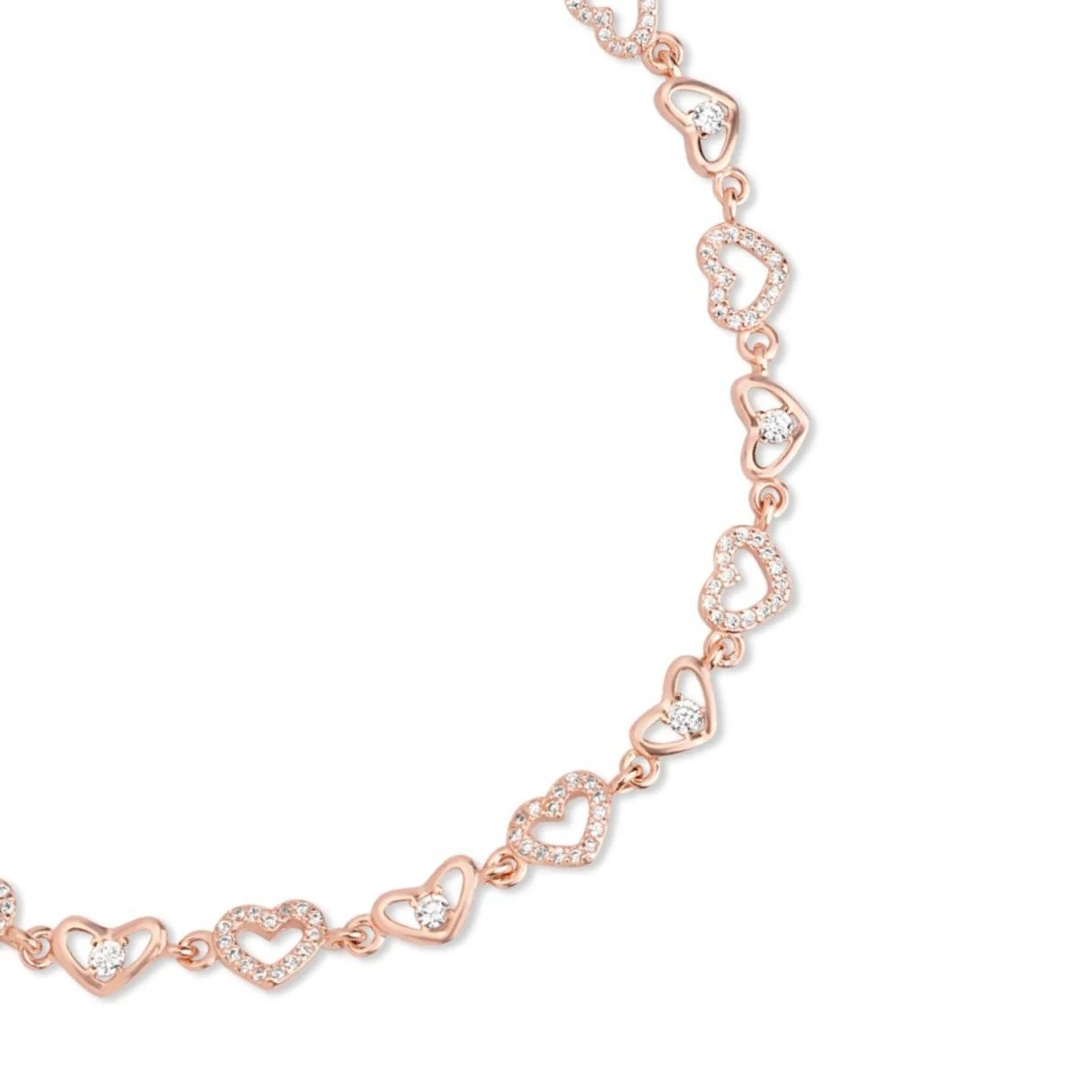 Heartfelt Charm Rose Gold Plated 925 Sterling Silver Anklet - Image 5