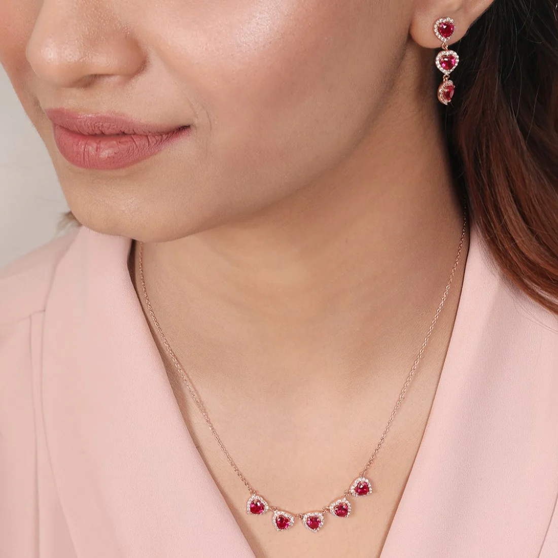 Heartfelt Elegance Rose Gold-Plated 925 Sterling Silver Jewelry Set - Image 2