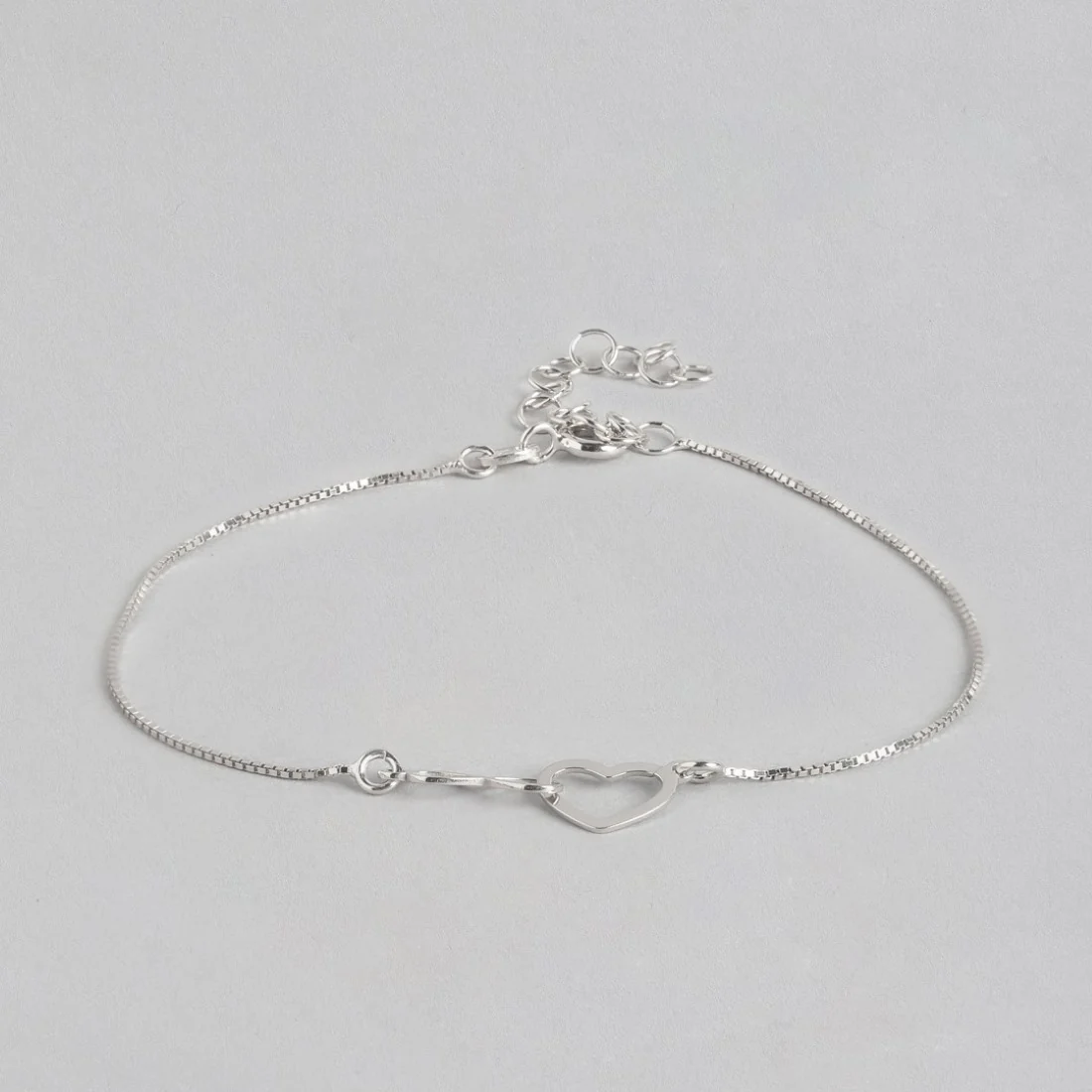 Heartfelt Infinity Rhodium-Plated Box Chain Adjustable Bracelet - Image 4