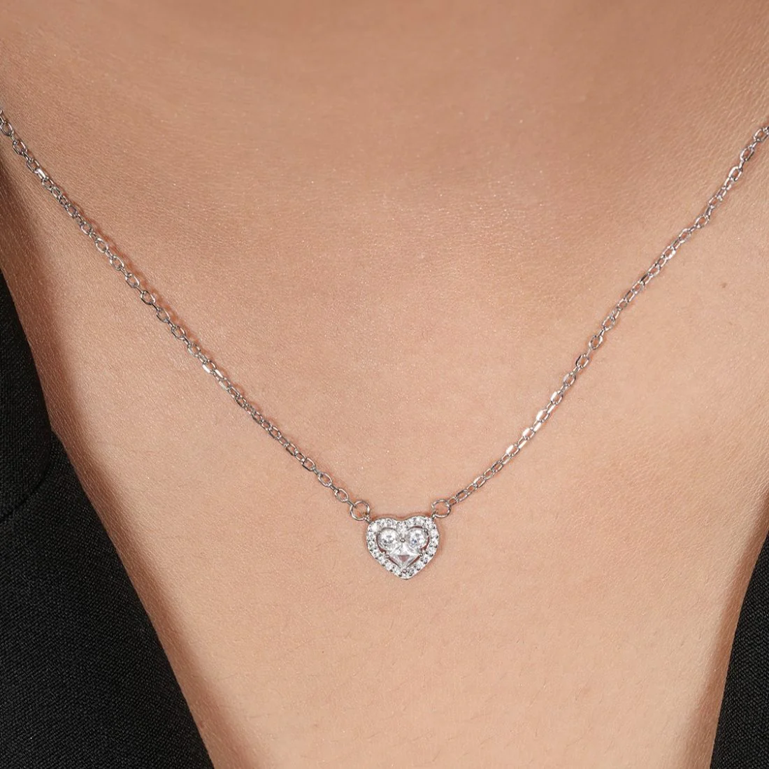 Heartfelt Radiance Rhodium Plated 925 Sterling Silver Necklace