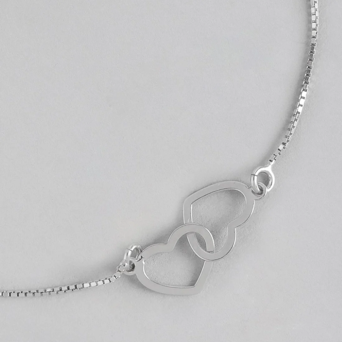 Heart in Heart Radiance Rhodium-Plated 925 Sterling Silver Bracelet with Box Chain - Image 6