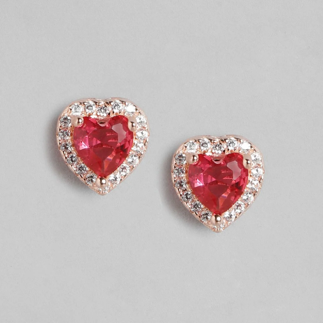 Heartfelt Radiance Rose Gold-Plated 925 Sterling Silver CZ Women's Earrings - Image 4