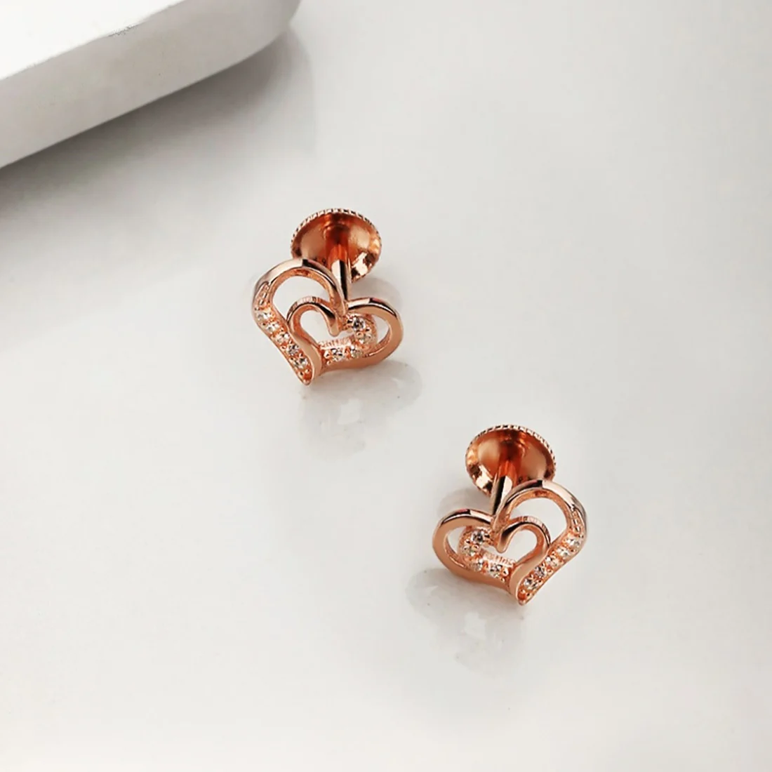 Heartfelt Radiance Rose Gold-Plated 925 Sterling Silver Earrings with CZ - Image 3