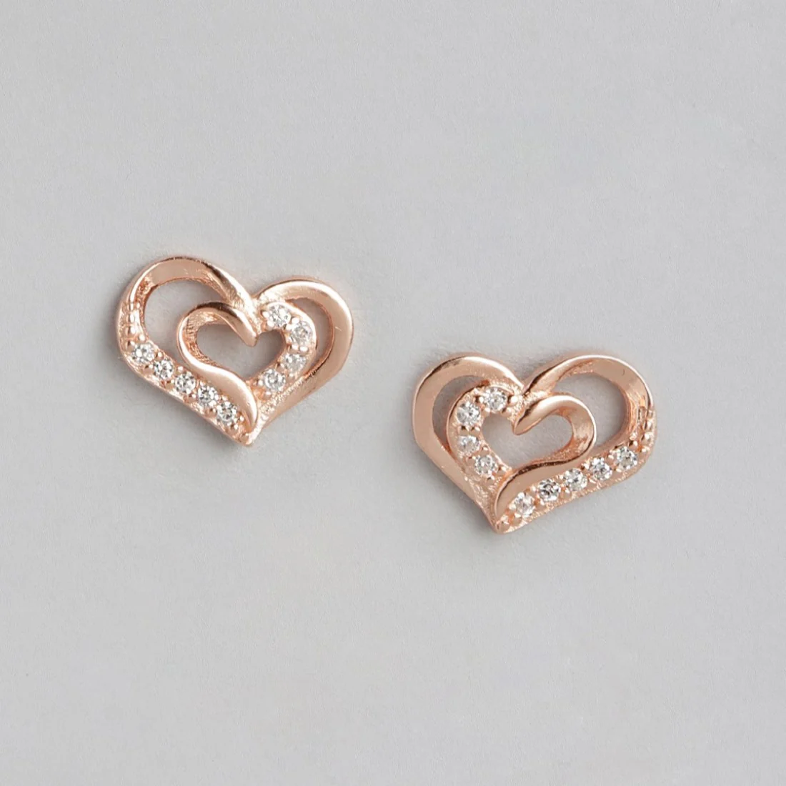 Heartfelt Radiance Rose Gold-Plated 925 Sterling Silver Earrings with CZ - Image 4