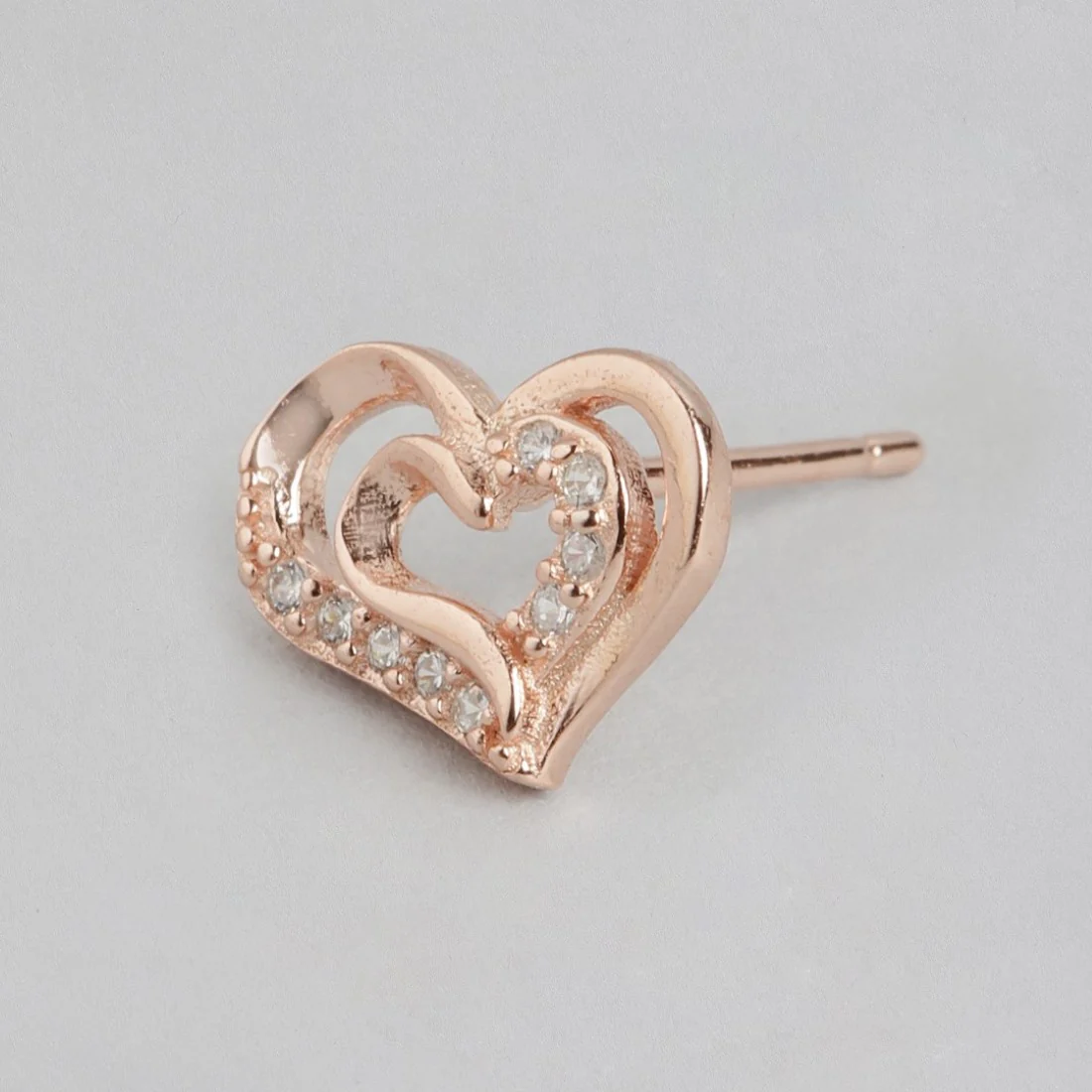 Heartfelt Radiance Rose Gold-Plated 925 Sterling Silver Earrings with CZ - Image 5