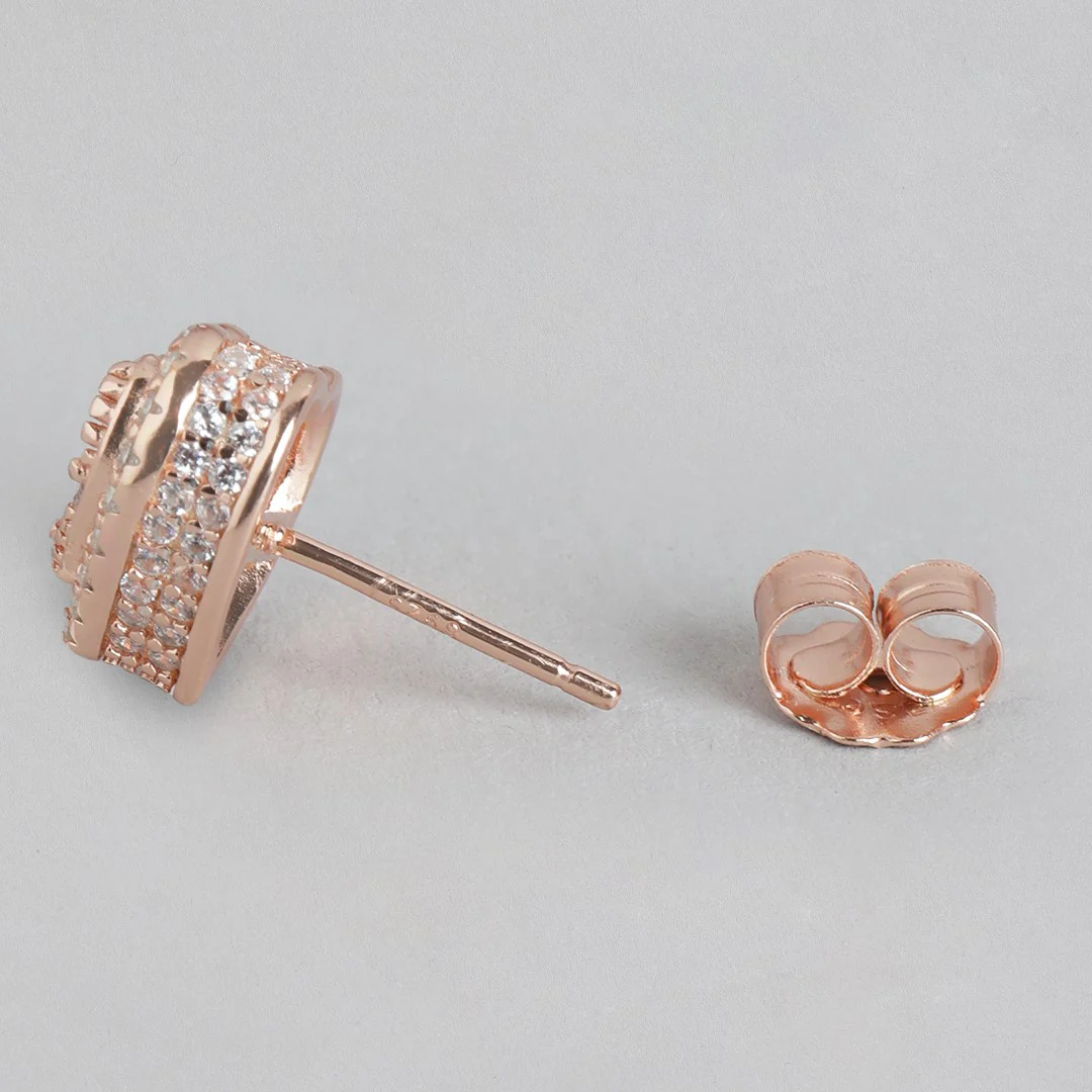 Heartfelt Radiance Rose Gold-Plated CZ 925 Sterling Silver Earrings - Image 5