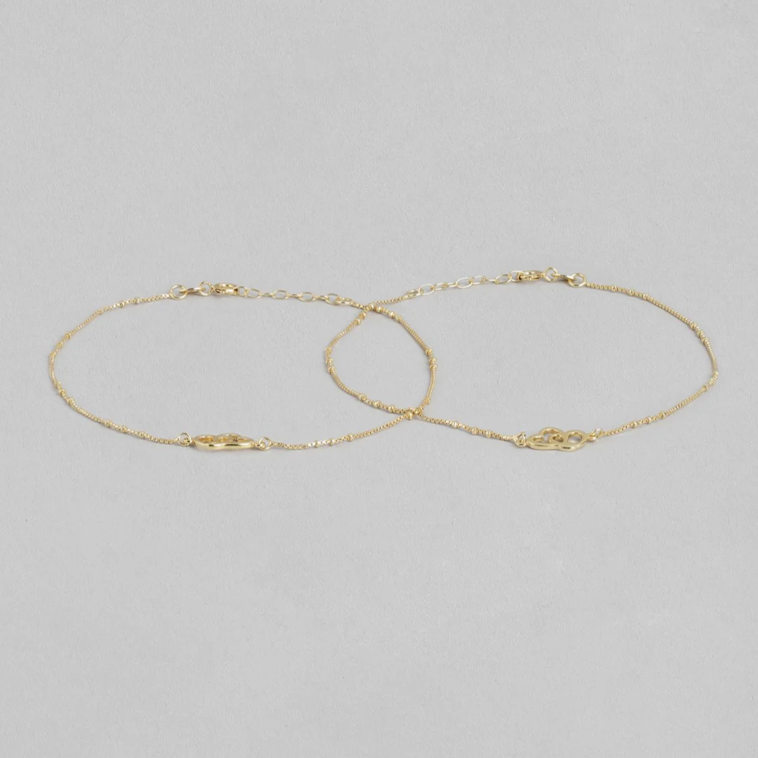 Hearts in Harmony Gold-Plated 925 Sterling Silver Dual Hearts Anklet - Image 5