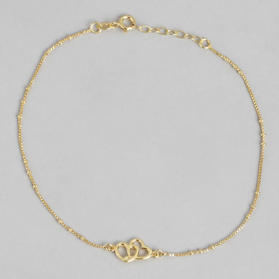 Hearts in Harmony Gold-Plated 925 Sterling Silver Dual Hearts Anklet - Image 6