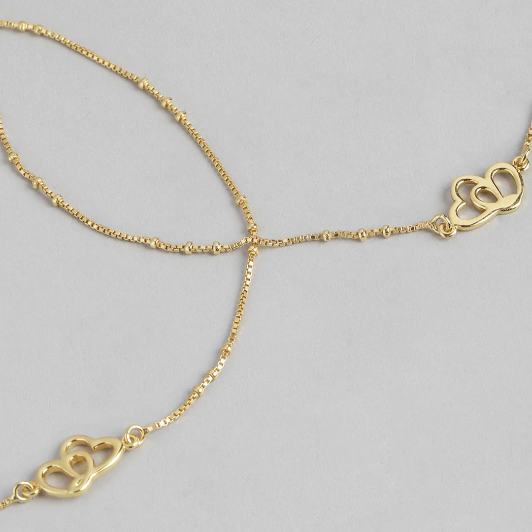 Hearts in Harmony Gold-Plated 925 Sterling Silver Dual Hearts Anklet - Image 7