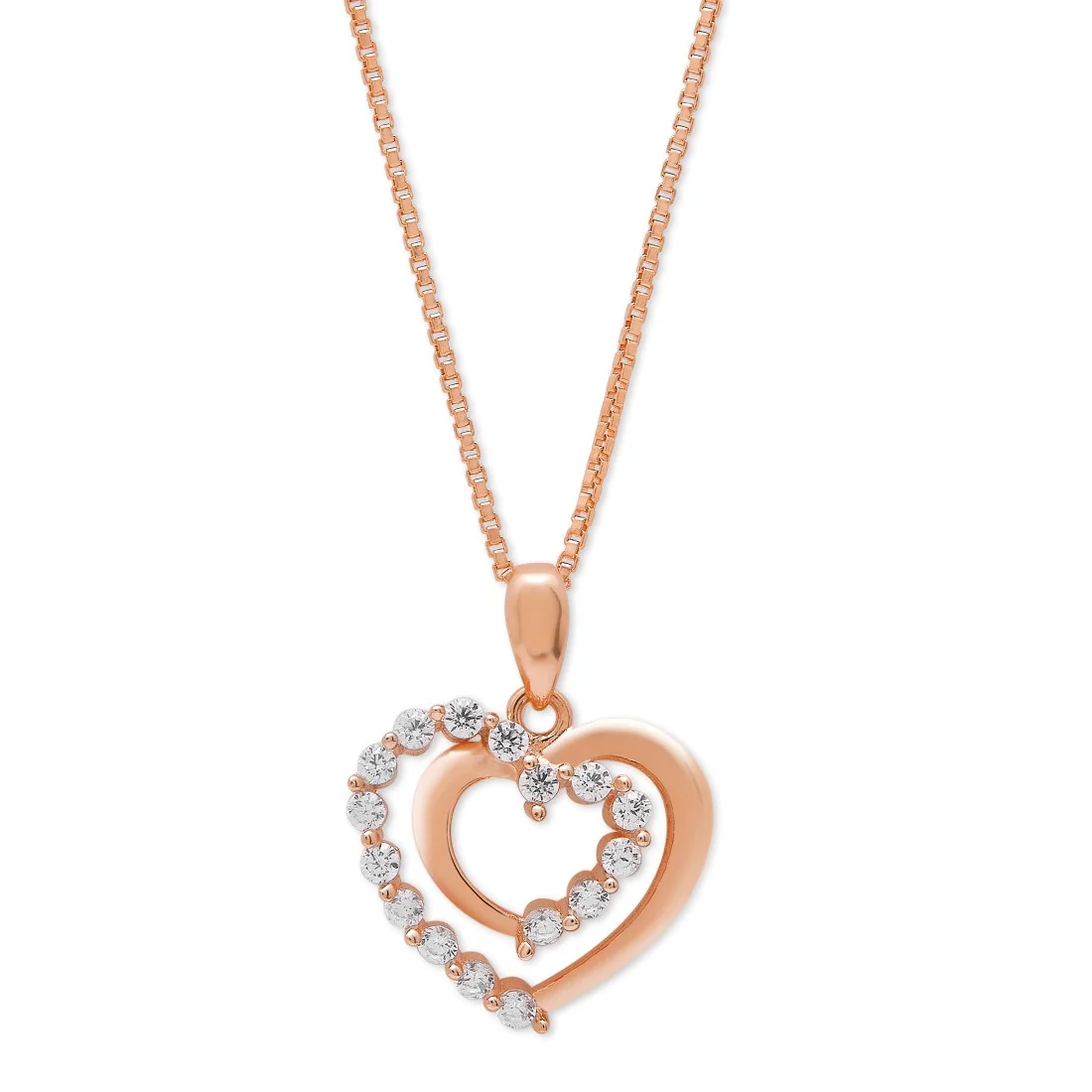 Heart's Radiance 925 Sterling Silver Rose Gold-Plated Pendant with Chain - Image 4
