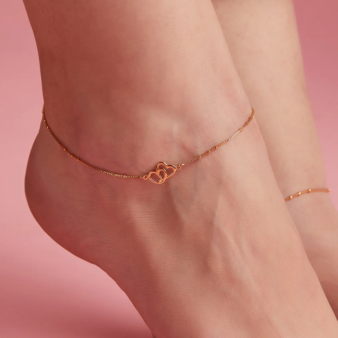 Hearts Rose-Gold plated 925 Anklet - Image 3