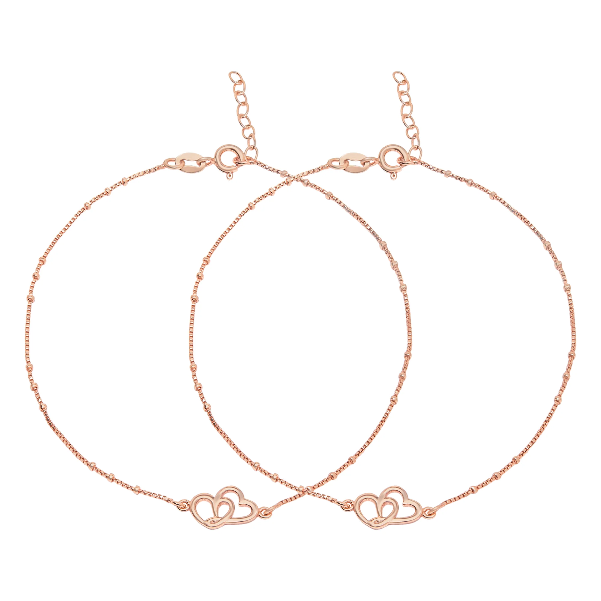 Hearts Rose-Gold plated 925 Anklet - Image 4