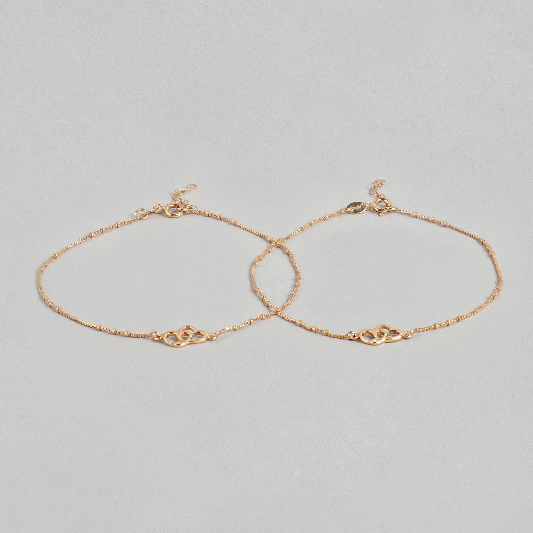 Hearts Rose-Gold plated 925 Anklet - Image 5