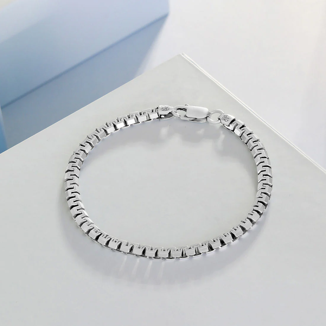 Iconic Rhodium-Plated 925 Sterling Silver Men's Chain Bracelet (One Size) - Image 2
