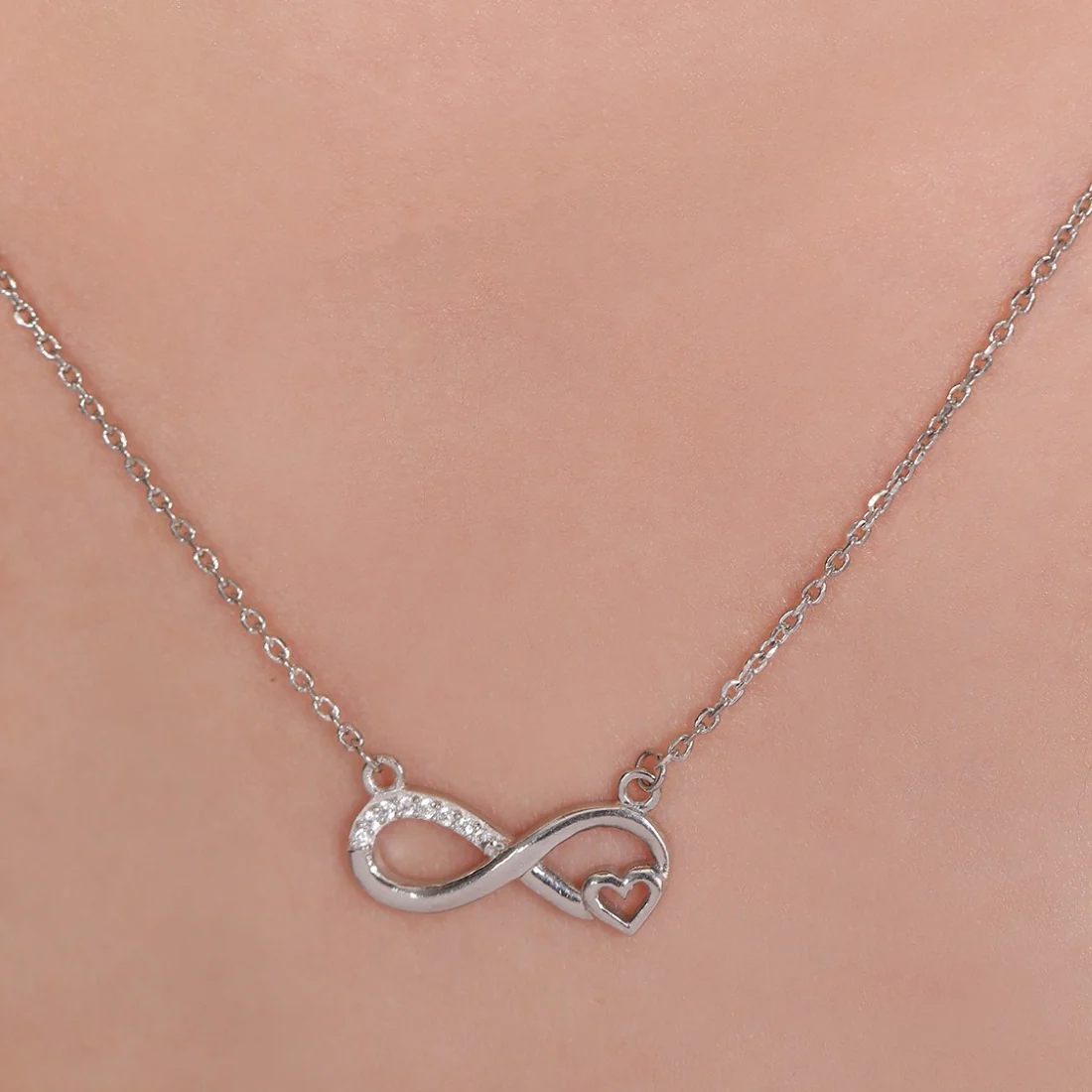 Infinite Devotion Rhodium-Plated 925 Sterling Silver Necklace - Image 2