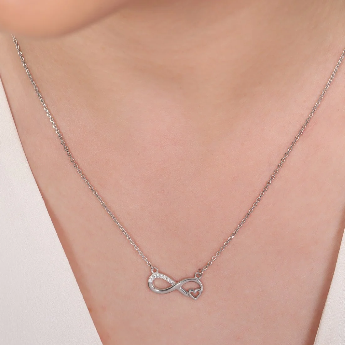 Infinite Devotion Rhodium-Plated 925 Sterling Silver Necklace - Image 4