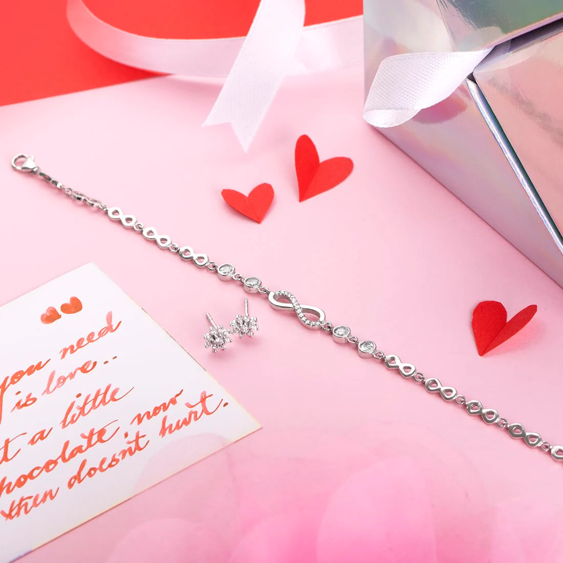 Infinite Floral Love 925 Silver Jewellery Set - Valentines Edition With Gift Box