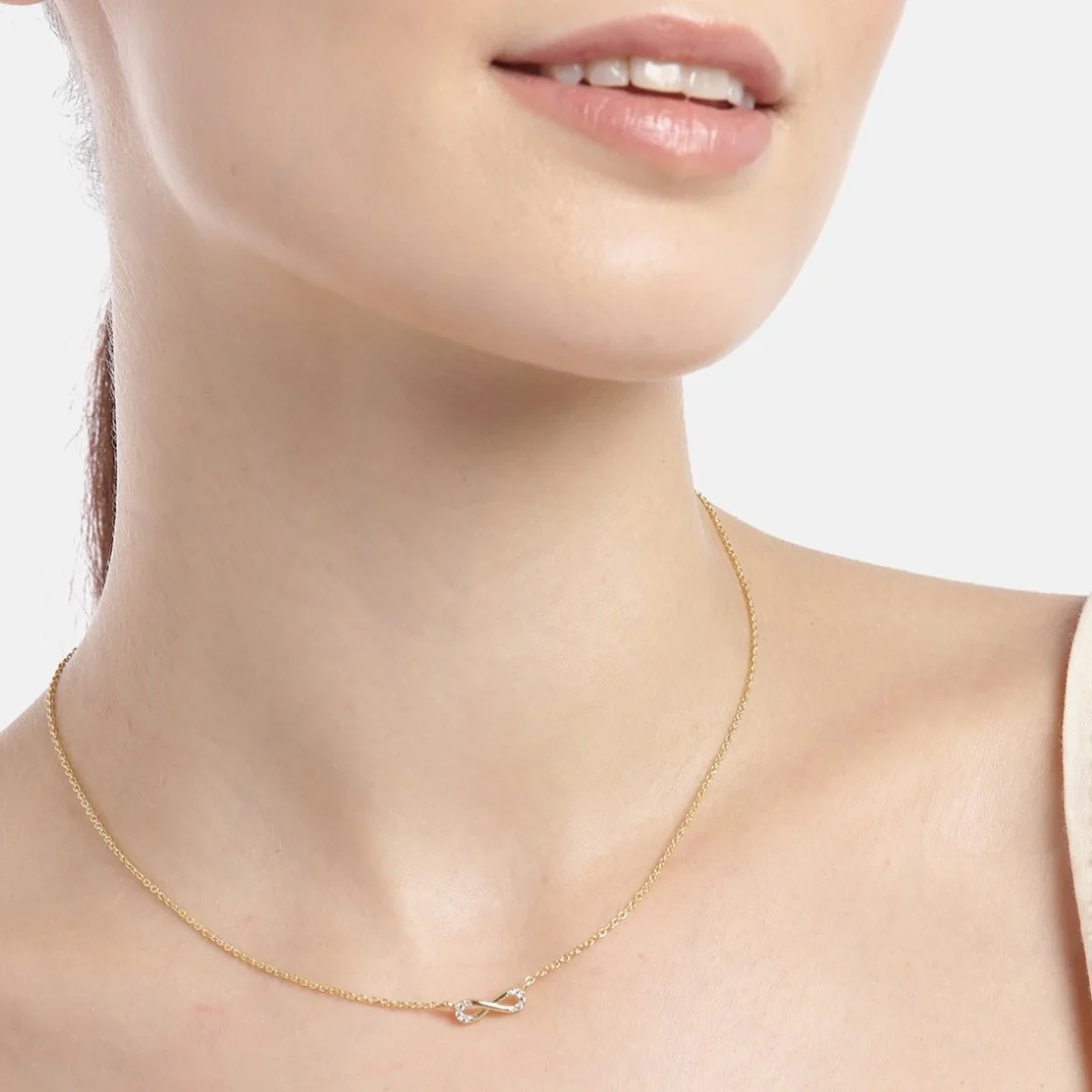 Infinite Gold Dreams CZ 925 Sterling Silver Infinity Necklace - Image 2