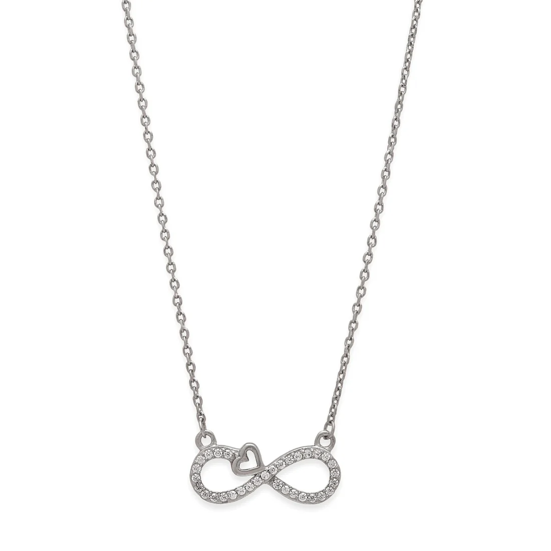 Infinite Love Rhodium-Plated 925 Sterling Silver Necklace - Image 4