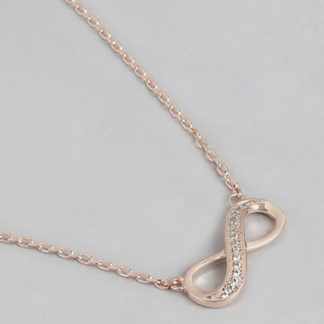 Infinite Rose Gold Dreams CZ 925 Sterling Silver Infinity Necklace - Image 4