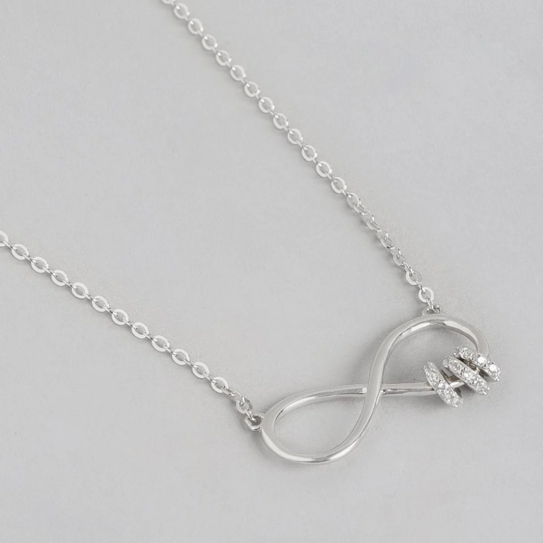 Infinite Sparkle Elegance Rhodium-Plated 925 Sterling Silver Necklace - Image 3