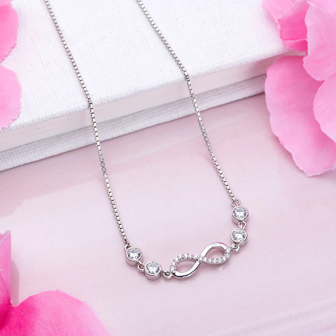 Infinite Sparkle Rhodium-Plated 925 Sterling Silver Necklace