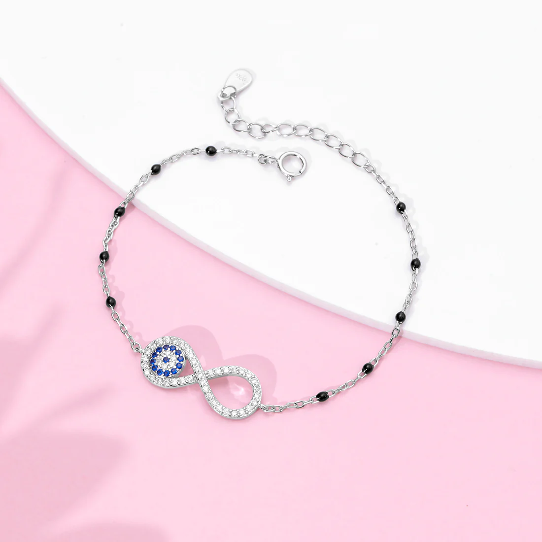 Infinity Amulet Rhodium Plated 925 Sterling Silver Bracelet