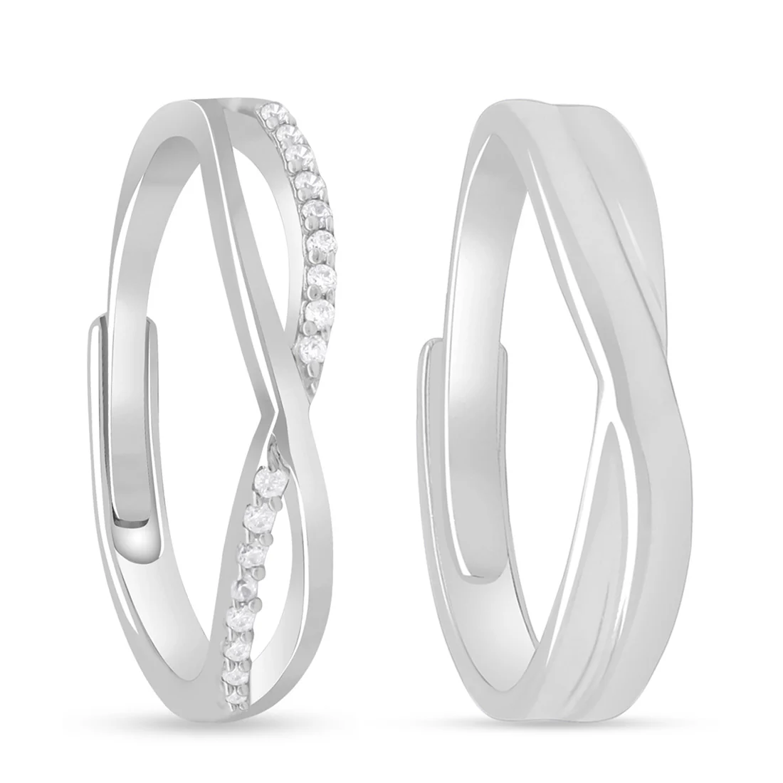 Infinity Bond Rhodium-Plated 925 Sterling Silver Couple Ring (Adjustable) - Image 5