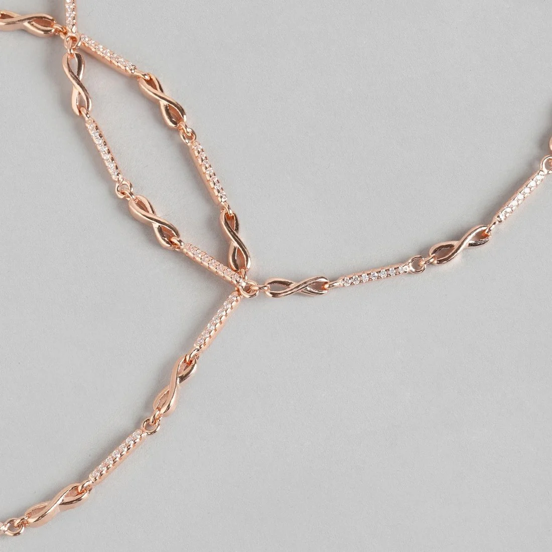 Infinity Cubic Zirconia Rose Gold Plated 925 Sterling Silver Anklet - Image 10